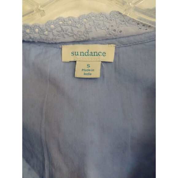 Sundance blue eyelet cotton blouse S lined pullover tank tassels preppy boho - Picture 2 of 9